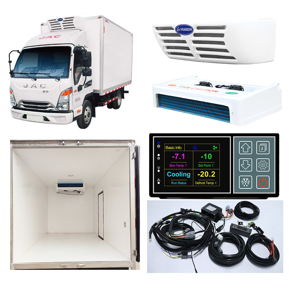 Компоновка холодильных установок гибридных и электромобилей Хуабон с установкой в передней части фургона